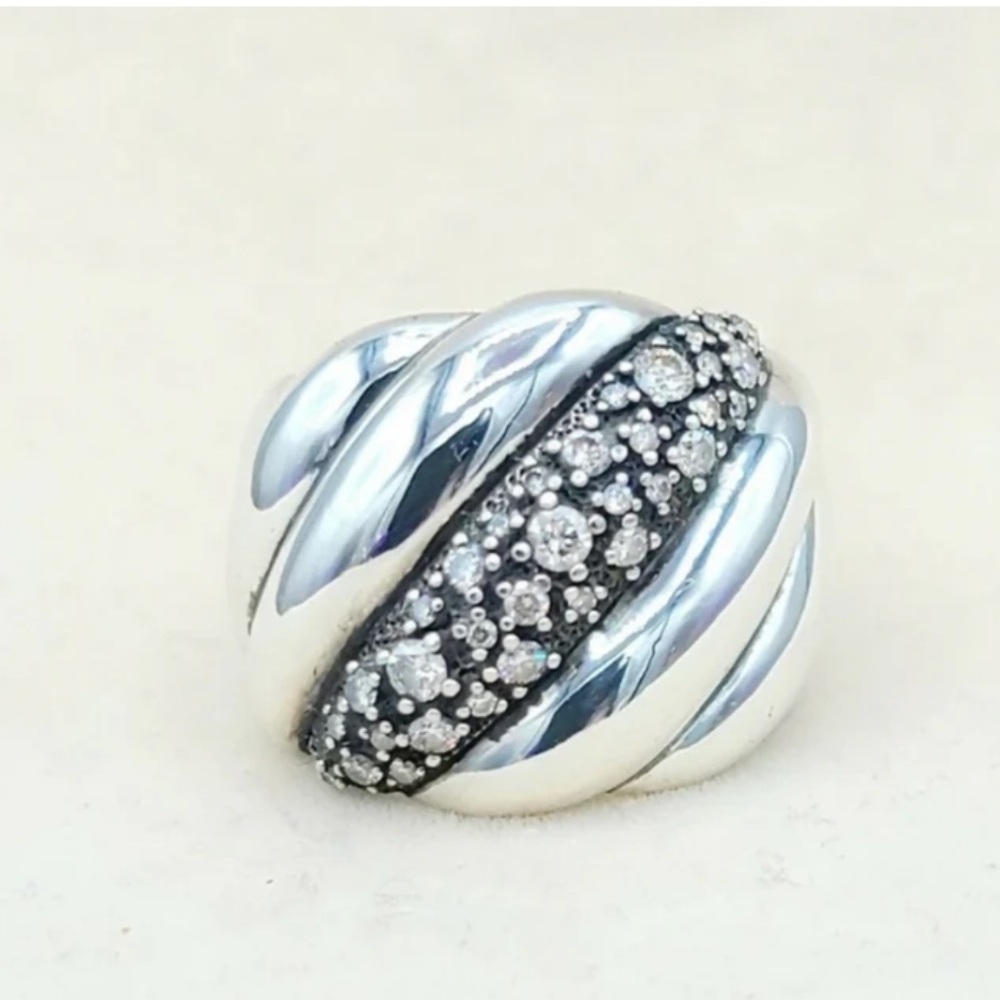 David Yurman Hampton Cable Midnight Melange Pave Diamond ring, .72 tcw